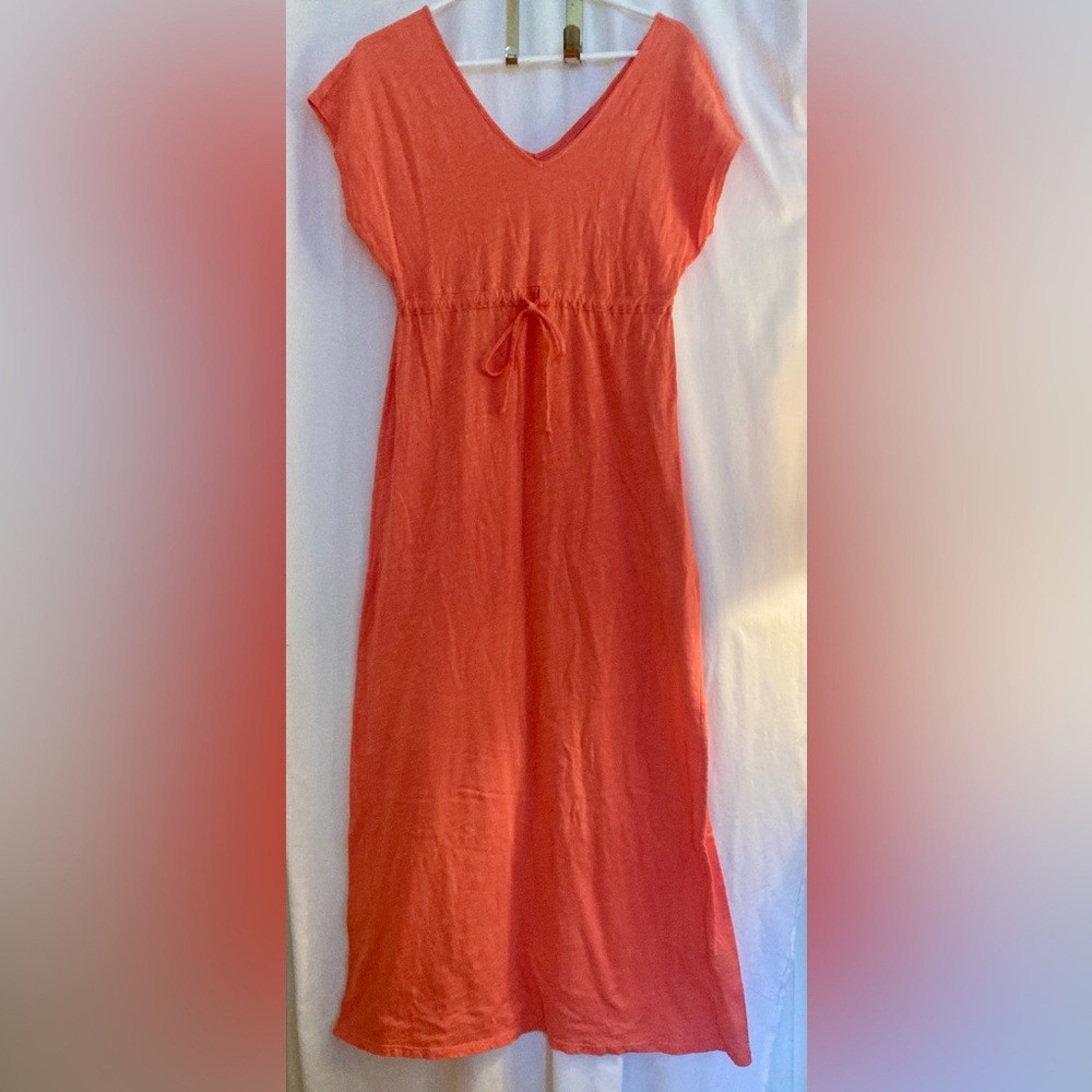 fresh produce Coral V-Neck Tie-Waist Maxi Dress Size XS